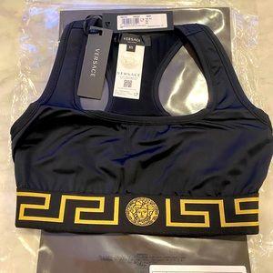 $375 NWT Versace Black Greca Border Sports Bra XS